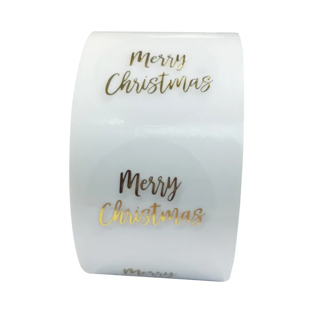 100-500pcs Round Clear Merry Christmas Stickers Thank You Card Box Package Label Sealing Stickers Wedding Decor Stationery QY670-100pcs