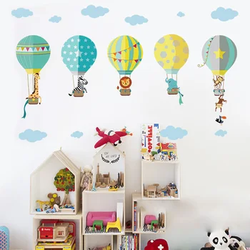 

Balloons Flag Animals Rain Wall Stickers For Kids Rooms Decals Children Bedroom Kindergarten Decoration Wall Sticker Decals