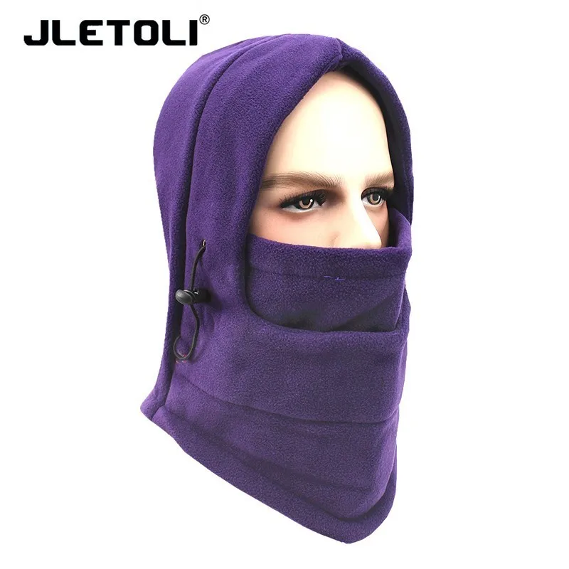 purple JLETOLI Открытый Осень Зима ветрозащитный флис теплый Facemask лыжный головной убор с капюшоном шапка Велоспорт езда обучение маска - Цвет: purple