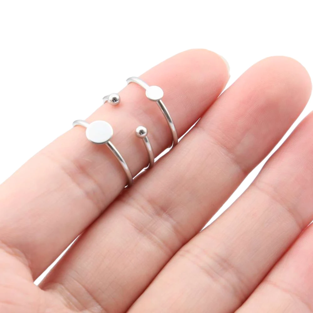 5Pcs Stainless Steel Adjustable Flat Circle Pad Bezel Ring Base