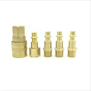 

5Pcs Brass Quick Coupler Set Solid Air Hose Connector Fittings 1/4" NPT Male Female Quick Plug