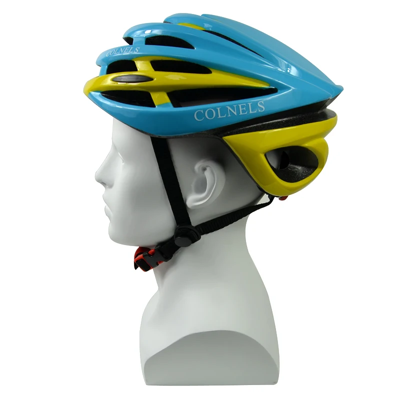 

COLNELS Bike Helmet Super Large Size Blue and Yellow PC Shell and EPS Foaming In-Mold 19 Breathable Ventilation Holes Helmet
