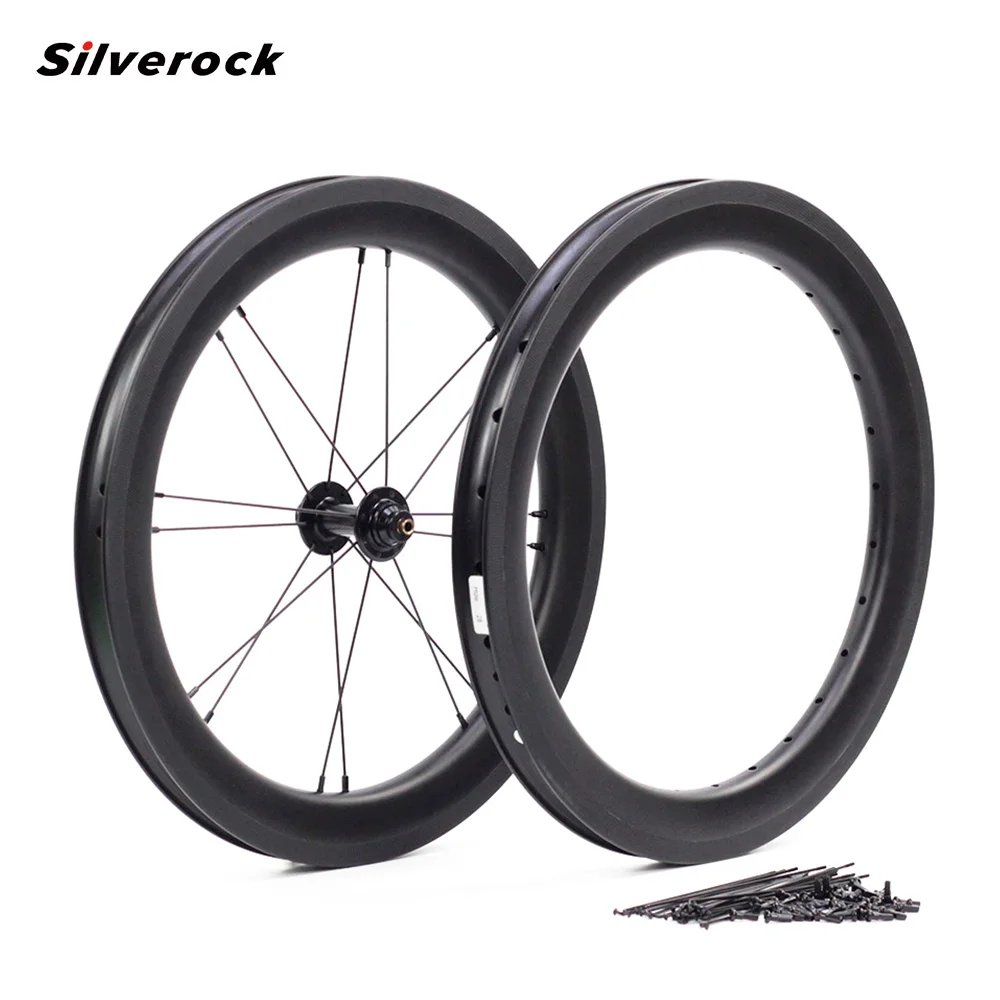 

SILVEROCK Custom Carbon Wheels 16" 1 3/8" 349 Rim Brake 38mm For Brompton 3Sixty Folding Bike 5 6 Speed Bicycle Wheelset