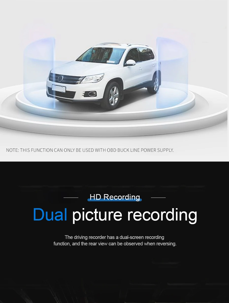 Seametal 10 Inch Rearview Dash Cam 2k HD Full Screen Front Rear Mirror DVR Dual Lens 170 Wide Angle Car Camera Dashcam 3 in 1