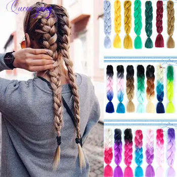

QUEENYANG Ombre Color Synthetic Kanekalon Hair Extension Jumbo Expression Braiding Hair Pre Stretched Afro Wholesale Pink Hair