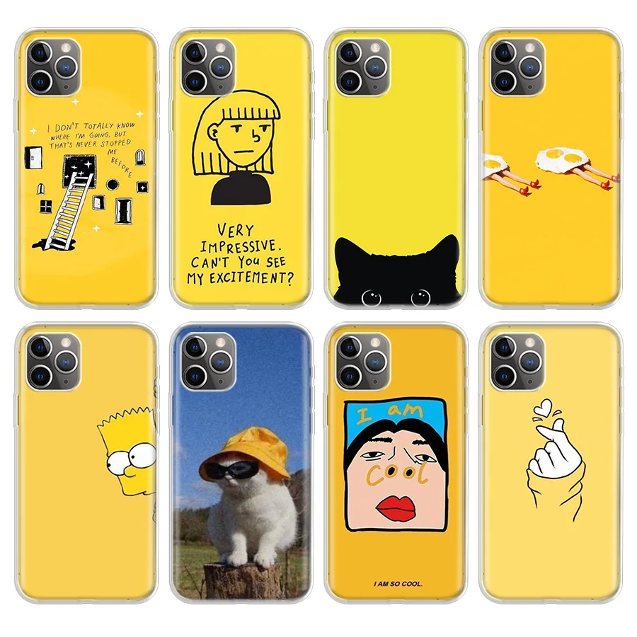 

Lovers Heart Black And Yellow Phone Case For Apple iPhone 11 Pro 6 6S 7 8 Plus 10 X XS MAX XR 5 5S SE Phone Case Cover