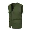 Fishing Jacket Quick-drying Vest Men Waistcoat Solid Color V Neck Multi Pockets Sleeveless Outdoor Summer Vest for Fishing 4