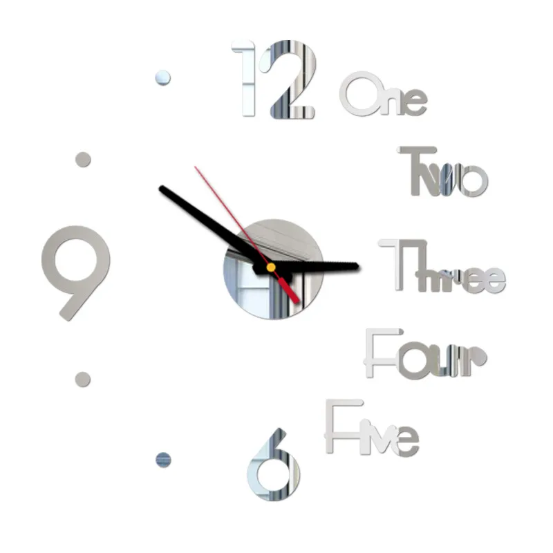 Letter Number Diy Digital Wall Clock 3d Mirror Surface Sticker Silent Clock Home Office Decor Wall Clock For Bedroom Office