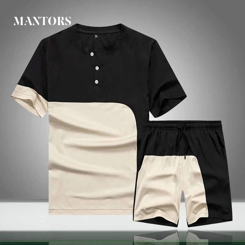 Men Sets Mens T-Shirts Clothing Shorts Sport-Suit Streetwear Summer Brand-New 2PCS Male