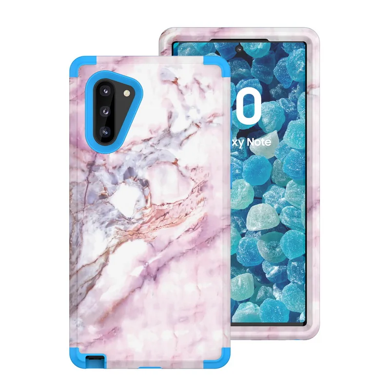 Синий Противоударный бронированный чехол для телефона samsung Galaxy Note 10 Plus 9 S10 S9 Plus мраморный чехол Роскошный Гибридный 3 в 1 Жесткий Чехол для задней панели - Цвет: Синий