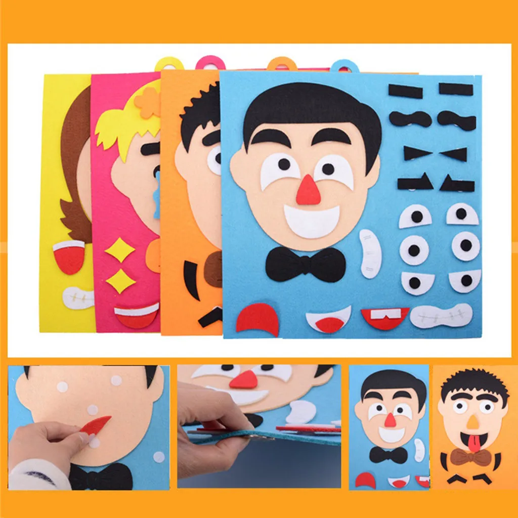 Веселые Игрушки для раннего образования, Мультяшные головоломки с выражением лица, обучающие игрушки для детей, подарки# F