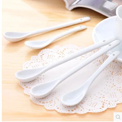 Ceramic Small Spoon 62 Zakka Creative Long Handle Seasoning Stirring Spoon Coffee Spoon diao wei shao