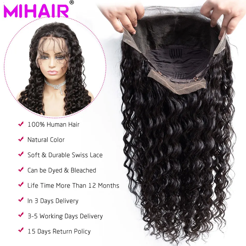 MIHAIR бразильские волосы глубокая волна Кружева передние парики 150% Remy человеческие волосы средний коэффициент парики 13х4 кружевные парики с детскими волосами швейцарские кружева