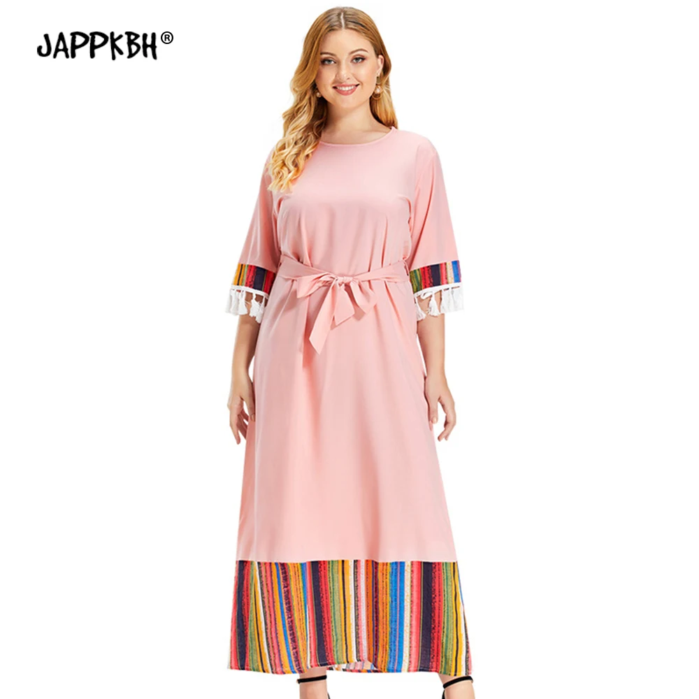

Spring Summer Dress Women 2020 Casual Plus Size Slim A Line Color Stripes Maxi Dresses Elegant Sexy Patchwork Long Party Dress