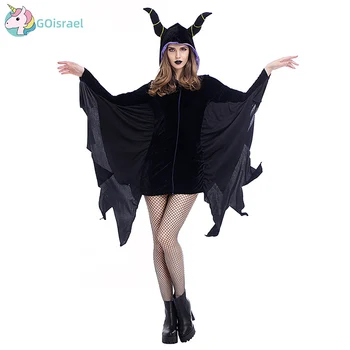 

Halloween new bat costumes Sleeping charms horns foreign trade export stage equipment Devil clothing exports