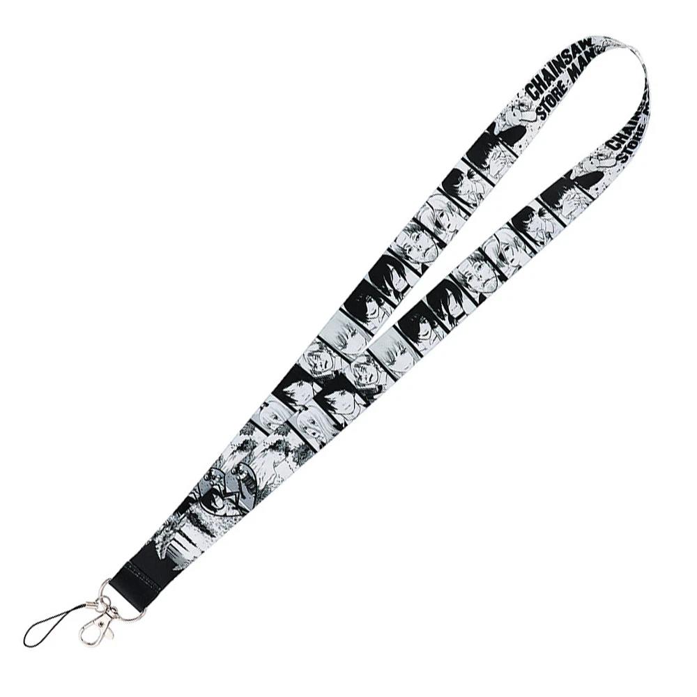 Manga Chainsaw Man Cosplay Lanyard Keychain Makima Pochita Power Black