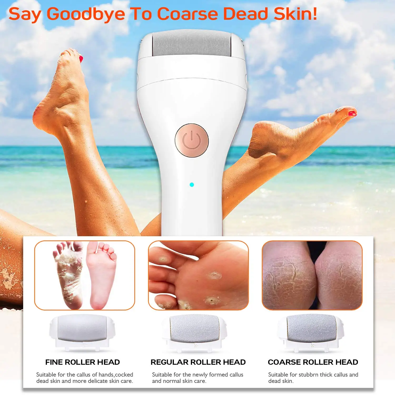 Electric Foot Callus Remover Pedicure Kit Foot File Dual Speed Setting  Cordless Rechargeable Professional SPA Ideal Gift 