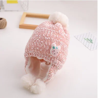 Emmababy бренд вязаный, для новорожденных с героями мультфильмов Милая шерстяная шляпа - Цвет: Розовый