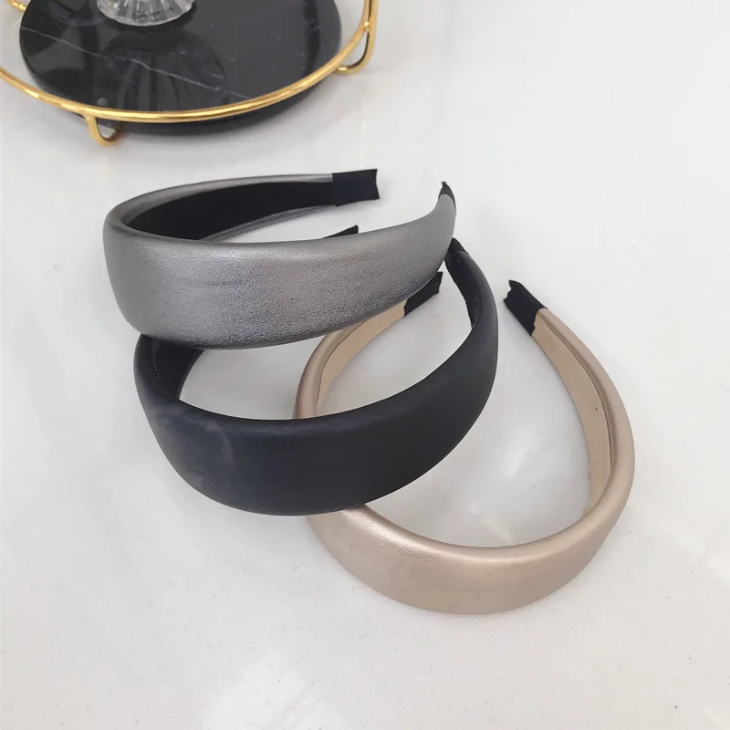 Модные однотонные женские Обручи из искусственной кожи для девочек, аксессуары для волос, обруч для волос, заколки, головная повязка в виде чалмы, diademas para el pelo mujer
