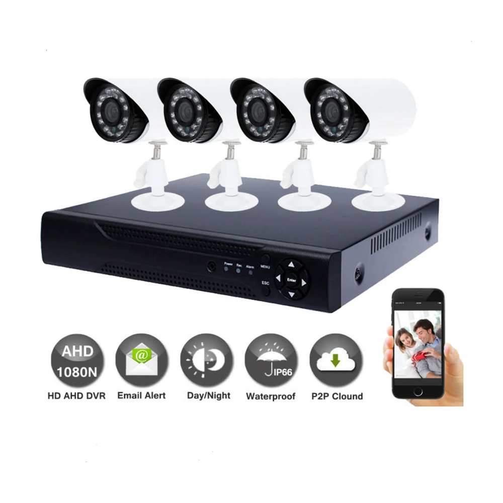 AHD камера охранного видеонаблюдения для Камера система DVR+ 4 шт 2.0MP объектив видеонаблюдения Камера Ночное видение возможность удаленного доступа в любом месте и обнаружения движения