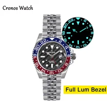 

Cronos GMT Automatic Watch Ceramic Rotating Bezel Carbon Fiber Dial Sapphire 20ATM Water Resistant BGW-9 Blue Luminous