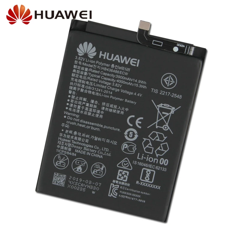 Сменный аккумулятор для huawei mate 10 mate X ALP-AL00 HB436486ECW настоящий Аккумулятор для телефона 4000 мАч