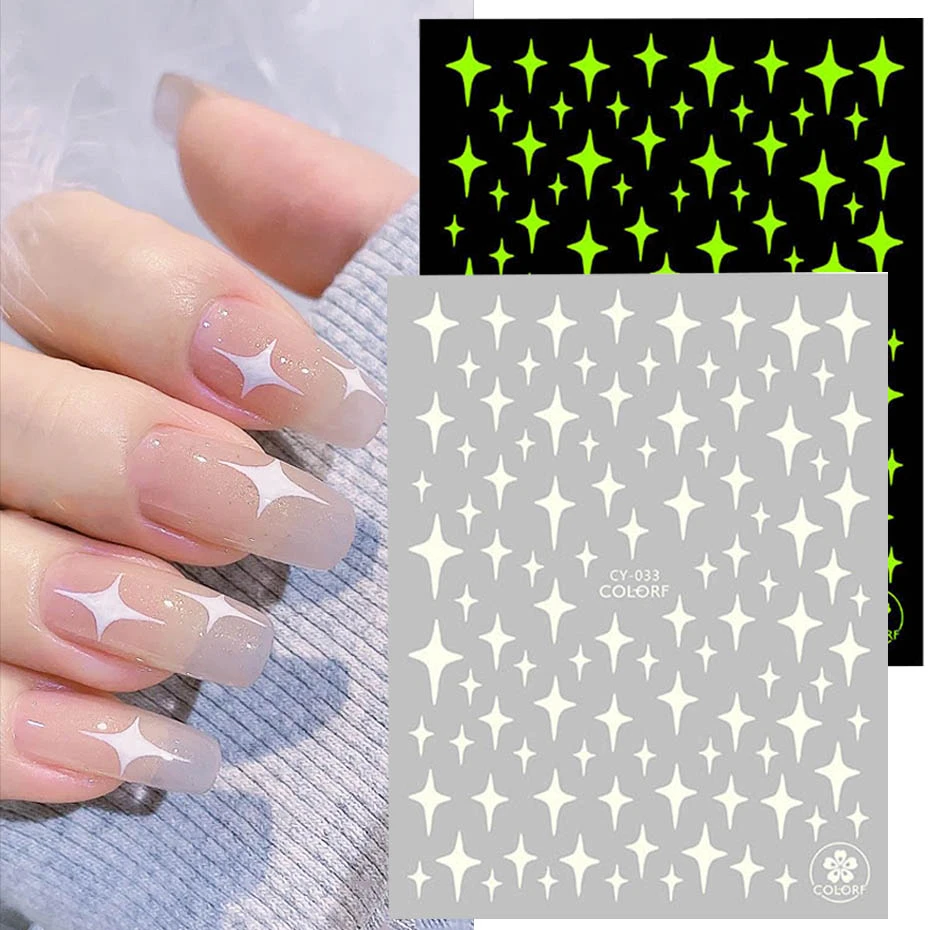 Luminous Effect 3d Nail Polish Sticker Flame Butterfly Rose Star Nail Art  Glitter Decal Glowing In Dark Slider Decor Chcy028-036 - Stickers & Decals  - AliExpress