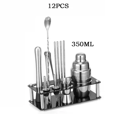 12 шт., 750 мл, шейкер для коктейлей из нержавеющей стали, смешанный напиток, бармен, Browser, набор, ледяные батончики, набор инструментов, набор с винной стойкой - Цвет: C1.350ML12PCS