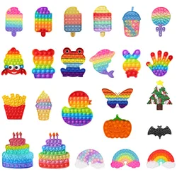 New Rainbow Push Bubble Autism Special Needs Stress Reliever Helps Relieve Stress and Increase Focus Soft Squeeze Toy New