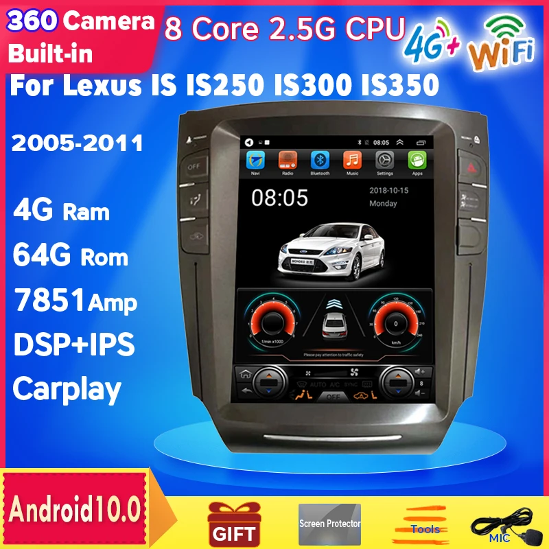 Автомобильный радиоприемник на Android с GPS для Lexus IS IS250 IS300 IS350 вертикальный экран
