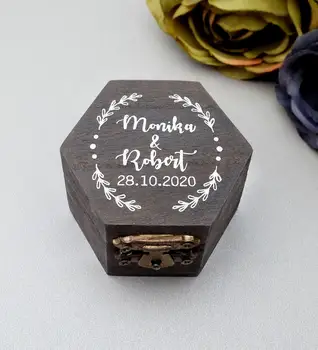 

Personalized Wedding Ring Box,Hexagon Wood Ring Box,Custom Rustic Wedding Ring Bearer Box,Engraved Engagement Proposal Ring Box