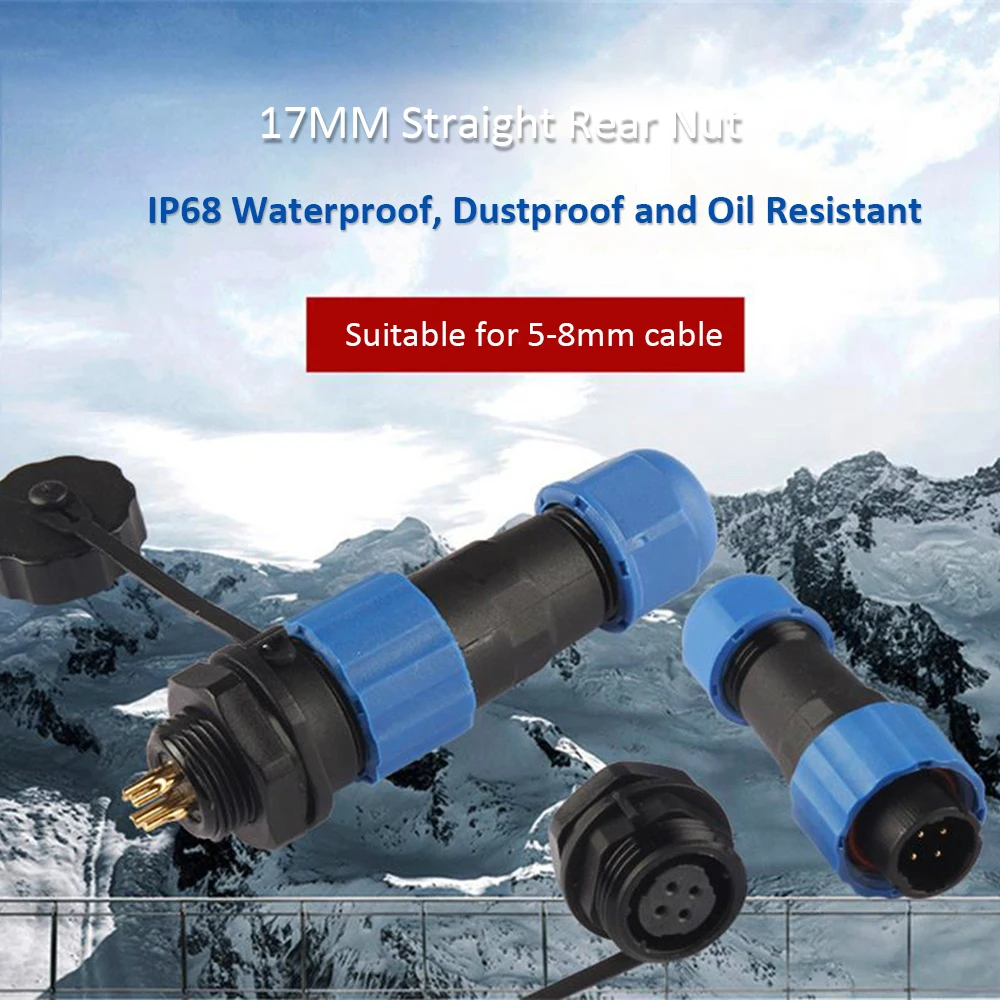 

SP17 Waterproof Aviation Connector 2/3/4/5/7/9 Pin IP68 17mm Circular Power Cable Male Plug Jack Female Socket