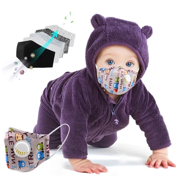 

LEEPEE Kids Cotton Mouth Face Mask 1pc Anti-Pollution PM2.5 Breathing Valve Anti Dust Kids Mouth Mask with 1 Filter
