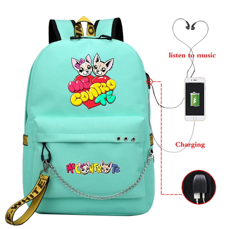Me Contro Te-mochila Harajuku, mochilas de escuela para niñas, estudiantes universitarios, mochila para ordenador portátil con carga USB, de viaje informal