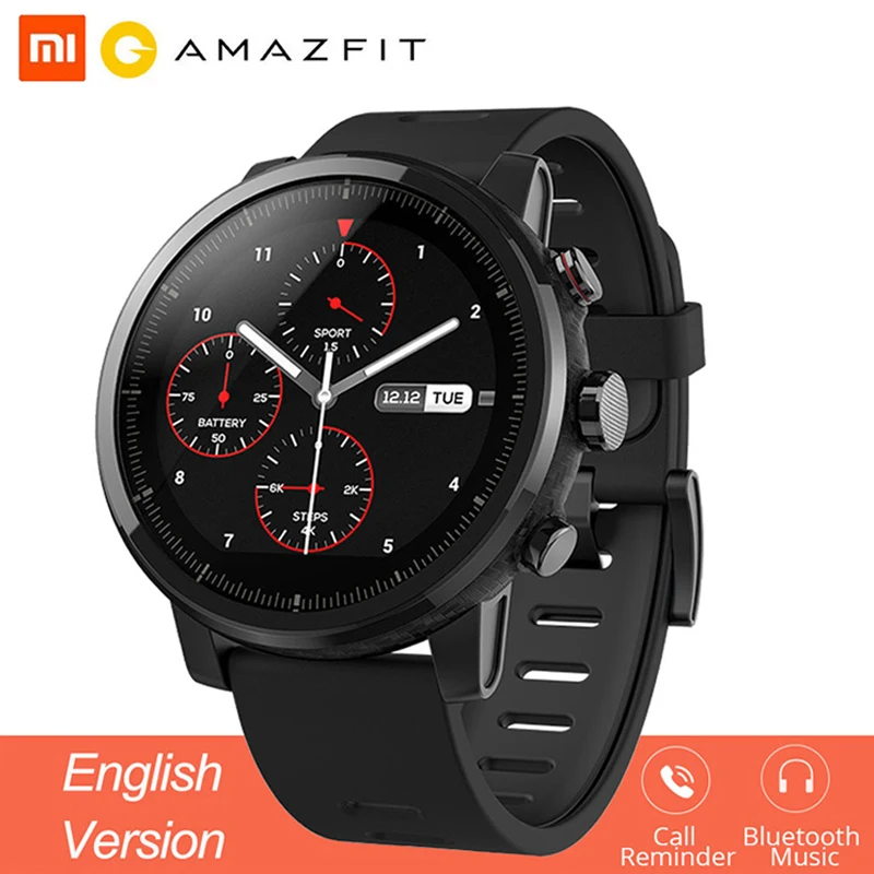 Смарт часы Amazfit Stratos Bluetooth GPS спортивные английская версия AMAZFIT 2 512 МБ/2 ГБ