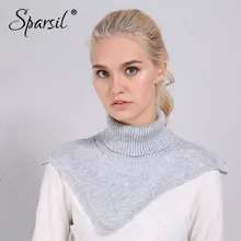 Sparsil Women Autumn Winter Turtleneck Knitted Cape Ring Scarf Irregular Design Solid Color Knitting Pullover Warm Soft Scarves