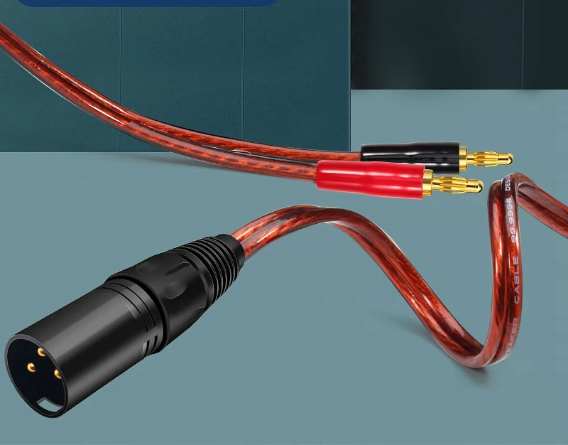 Une paire 10 mètres Câble XLR à double banane pour enceinte Active Premium, 3 broches, câble