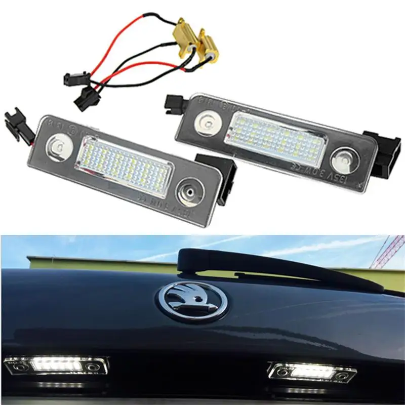 

For VW Skoda Octavia 1Z Roomster 5J CANBUS Car LED Number License Plate Lights Error Free 3528 SMD White Number Plate Lamp