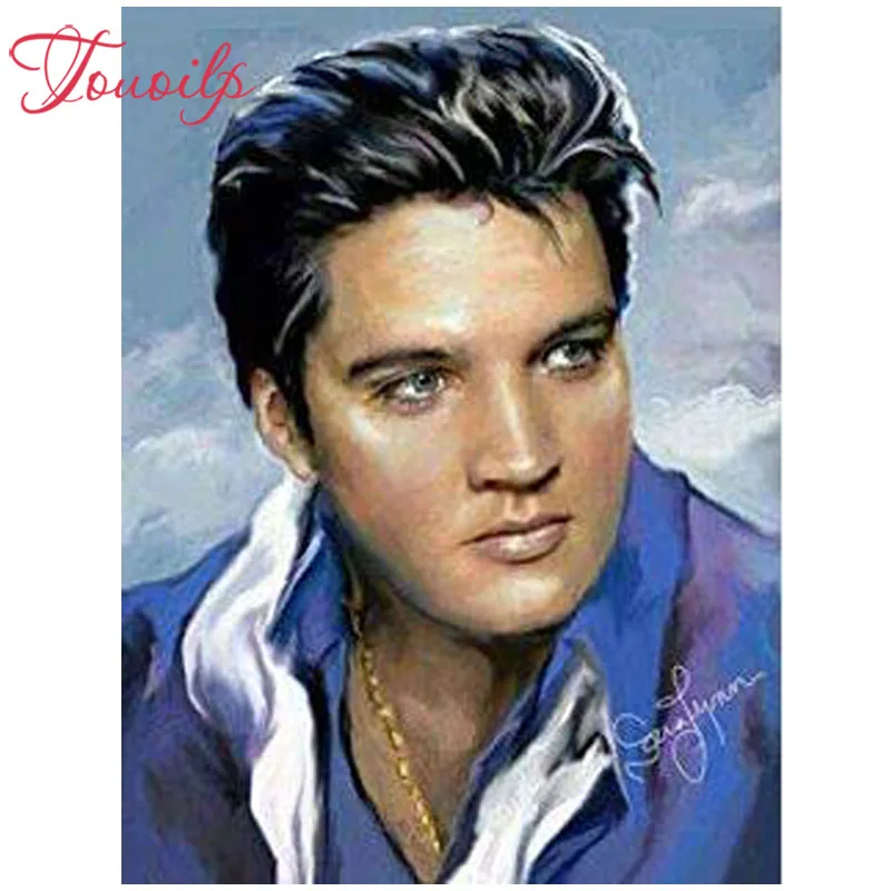 

TOUOILP 3D Cross Stitch Elvis Full Square/Round Diamond Embroidery Diamond Painting Full Display 5D Rhinestone Home Decor