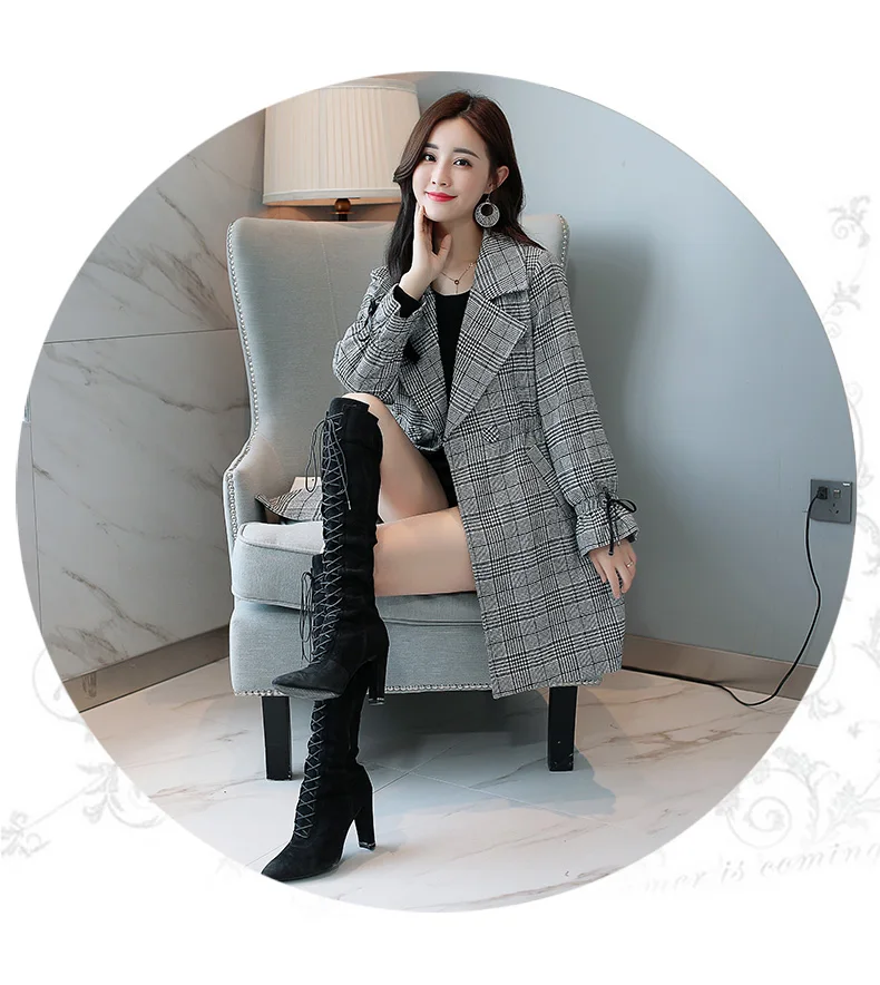 Plaid Trench Coat Women's Mid-length Autumn New Style WOMEN'S Dress Spring And Autumn Korean-style Slim Fit Elegant Fashion