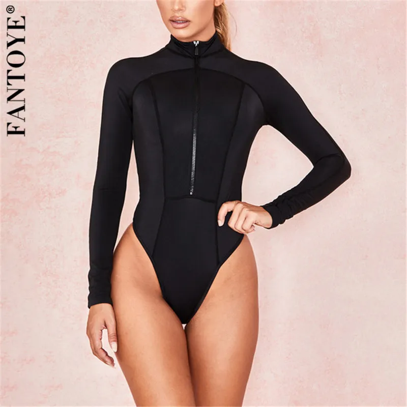Fantoye 2019 New Patchwork Skinny Bodysuit Women Black Basic Bodycon Tops Jumpsuit For Women Casual Elastic Bodysuit Clubwear Fantoye 2019 New Patchwork Skinny Bodysuit Women Black Basic Bodycon Tops Jumpsuit For Women Casual Elastic Bodysuit Clubwear