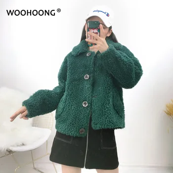

Women Winter Real Fur Coat Soft Natural Sheep Shearing Wool Jacket Female Plush Genuine Lamb Fur Liner Overcoat Oversize