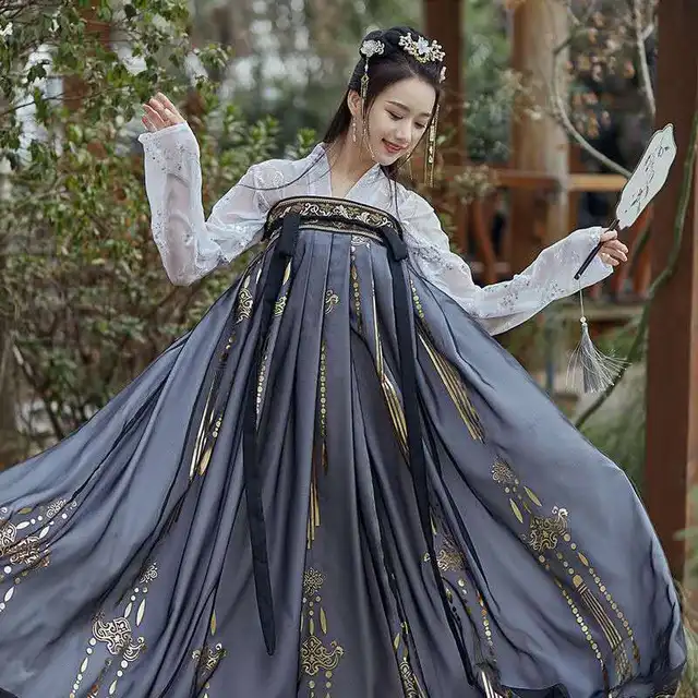 Summer Chinese Hanfu Princess Dress Women Fairy Folk with Kimono Female Dance Oriental Costume Chinese Clothes 6 meter dress