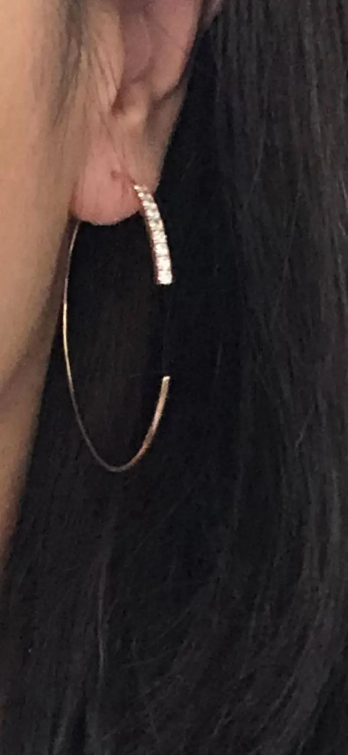 

Custom order of 14k Rose Gold Plated Silver Hoop moissanite earring