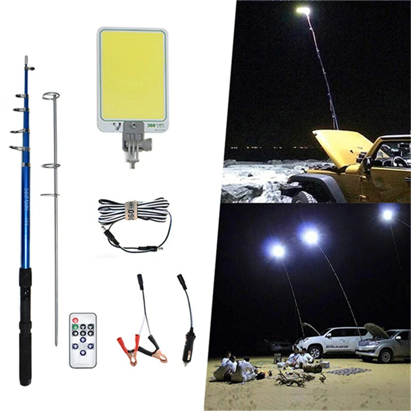 portable lantern 47W 12V LED Camping Tent Light off road lights 4.5m telescopic rod rechargeable outdoors Road travel Spotlight