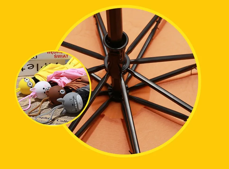 Creative Cute Cartoon Bear Rabbit Totoro Villain Children Umbrella 3 Folding Pongee Windproof Rain Umbrella For Kids10