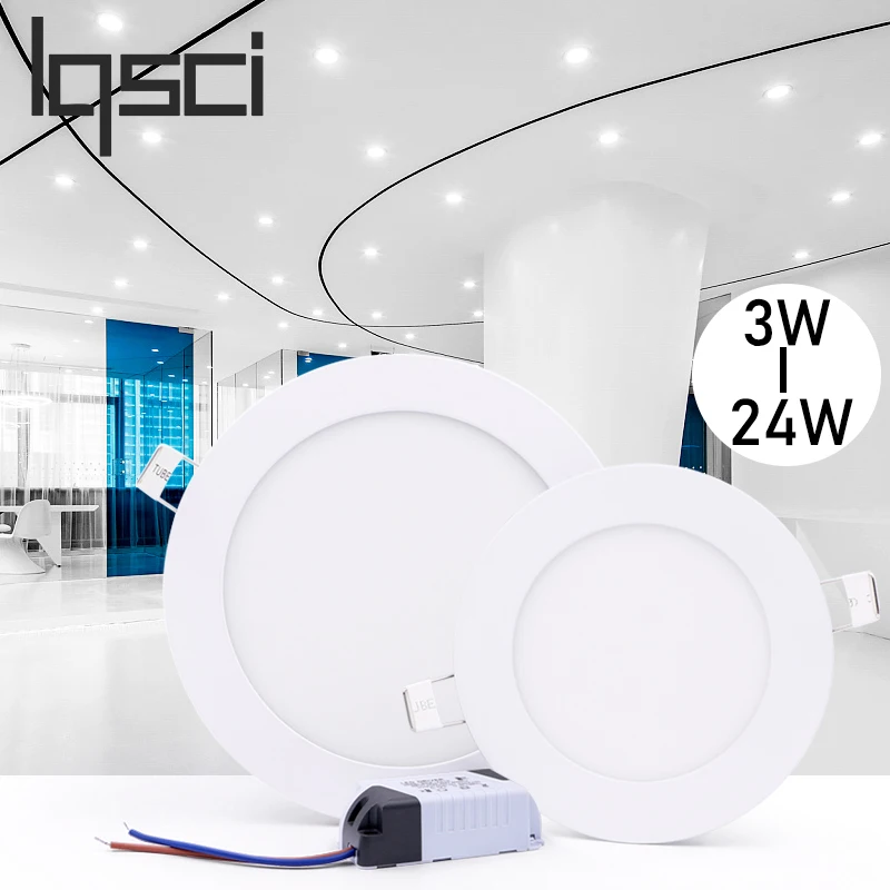 LED panel light Ultra thin Downlight lamp 3W 4W 6W 9W 12W 15W 18W 24W led ceiling recessed grid downlight slim round panel light led panel