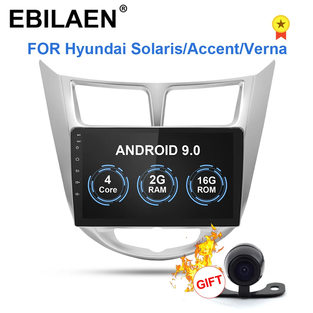 Top EBILAEN Android 9.0 Car Radio Multimedia Player For Hyundai Solaris Accent Verna 2Din Car Autoradio GPS Navigation Video Audio 0