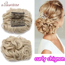 S-noilite вьющиеся шиньон Updo волосы булочка два пластиковых расчески клип в шиньон Наращивание волос Синтетические шиньоны для женщин поддельные волосы