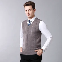 Модный вязаный жилет зимний мужской вязаный свитер без рукавов с v-образным вырезом повседневные мужские свитера и пуловеры